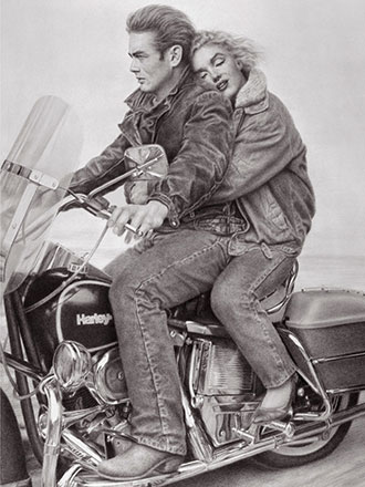 James Dean Marilyn Monroe Harley-Davidson Motorcycle Poster Speedbound